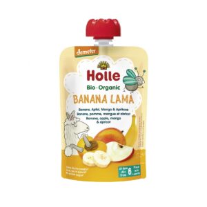 Piure Holle Bio Organic Banana Lama de mere, banane, mango si caise (6 luni+) 100g