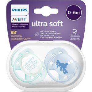 Suzeta din silicon Ultra Soft Boy 0-6m 2 buc Avent