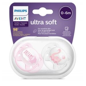 Suzeta din silicon Ultra Soft Girl 0-6m 2 buc Avent