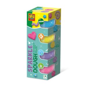 Plastilina colorata vegana cu sclipici 4 x 90gr SES