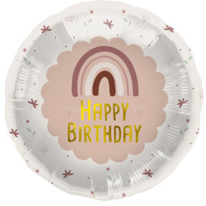 Balon Folie Happy Birthday Curcubeu roz 45cm Folat