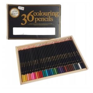 Set 36 creioane colorate in caseta de lemn Grafix