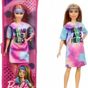 Papusa Barbie Fashionista rochie multicolorata MATTEL