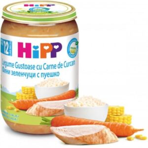 Piure legume gustoase cu orez si curcan HiPP 220 G