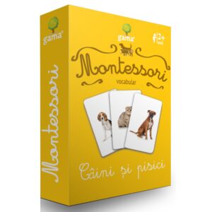Carti de joc Montessori. Caini si pisici/vocabular. GAMA, 2016.