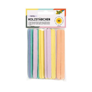 Betisoare din lemn pentru creatie Pastel 114x10mm, 50 piese, mix Folia