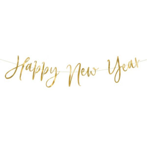 Baner Merry Christmas 18x66cm, gold PartyDeco
