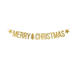 Baner Merry Christmas 10,5x150cm, gold PartyDeco