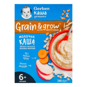 Terci de lapte faina de ovaz-grau cu mar si morcov 6+luni 240g Gerber
