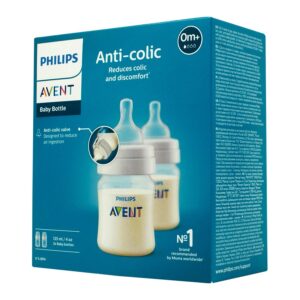 Biberon Anti-Colic din plastic tetina din silicon 125 ml 0m+ Set N2 Avent